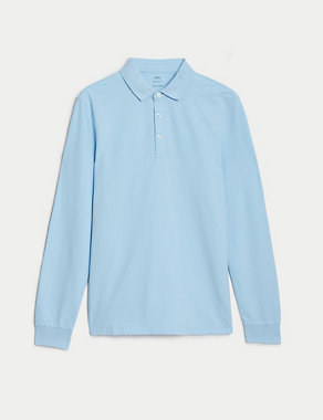 Pure Cotton Long Sleeve Polo Shirt Image 2 of 6