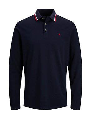 Pure Cotton Long Sleeve Polo Shirt Image 2 of 4