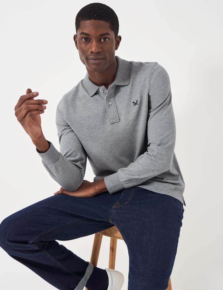 Pure Cotton Long Sleeve Polo Shirt