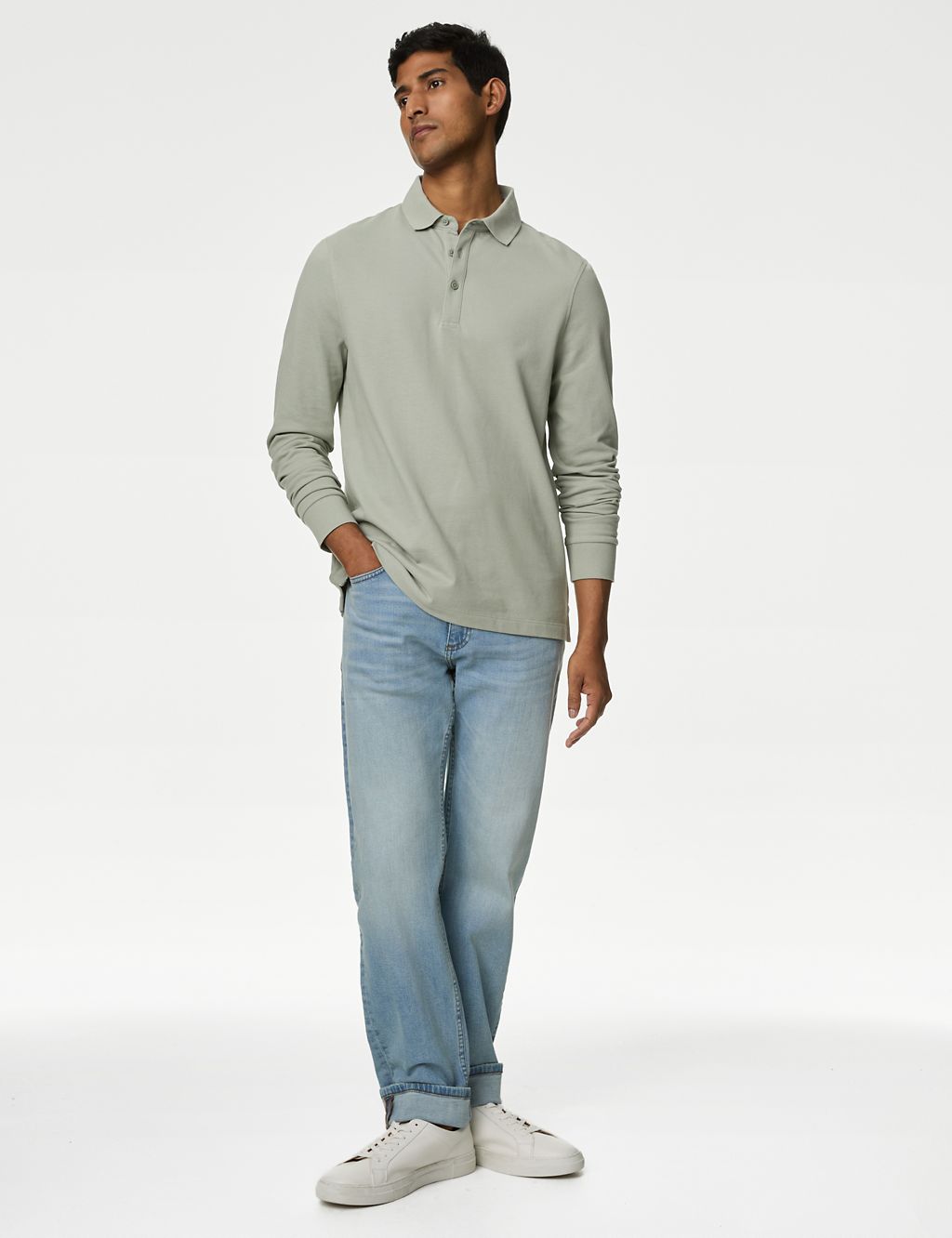 Pure Cotton Long Sleeve Polo Shirt 2 of 5
