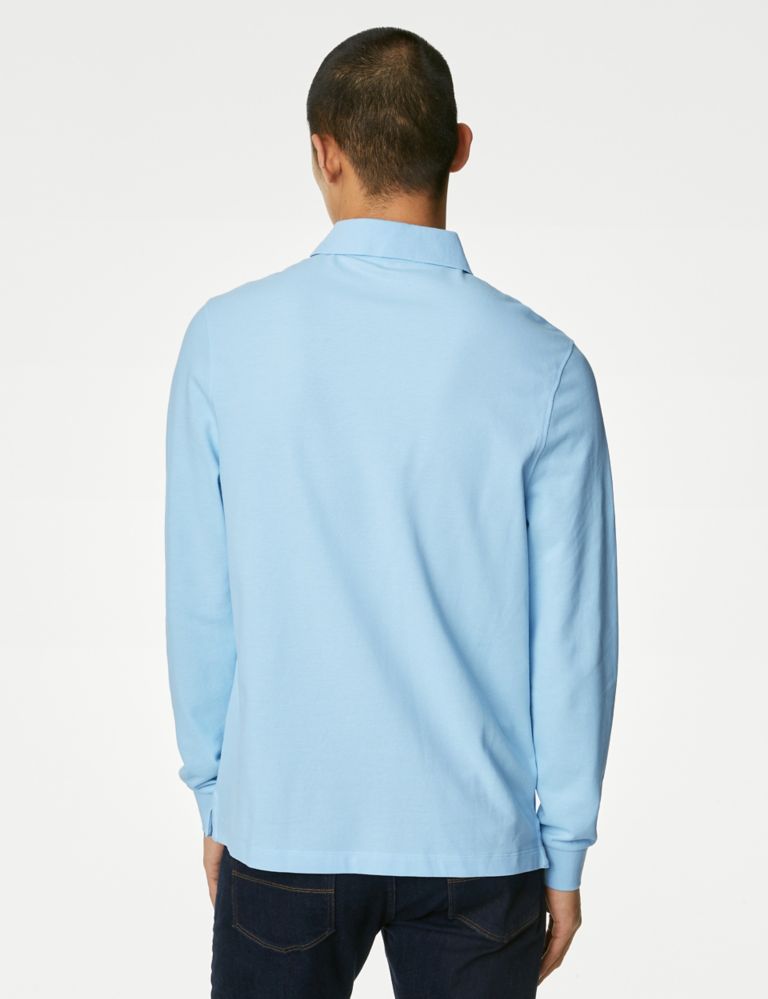 Pure Cotton Long Sleeve Polo Shirt 6 of 6