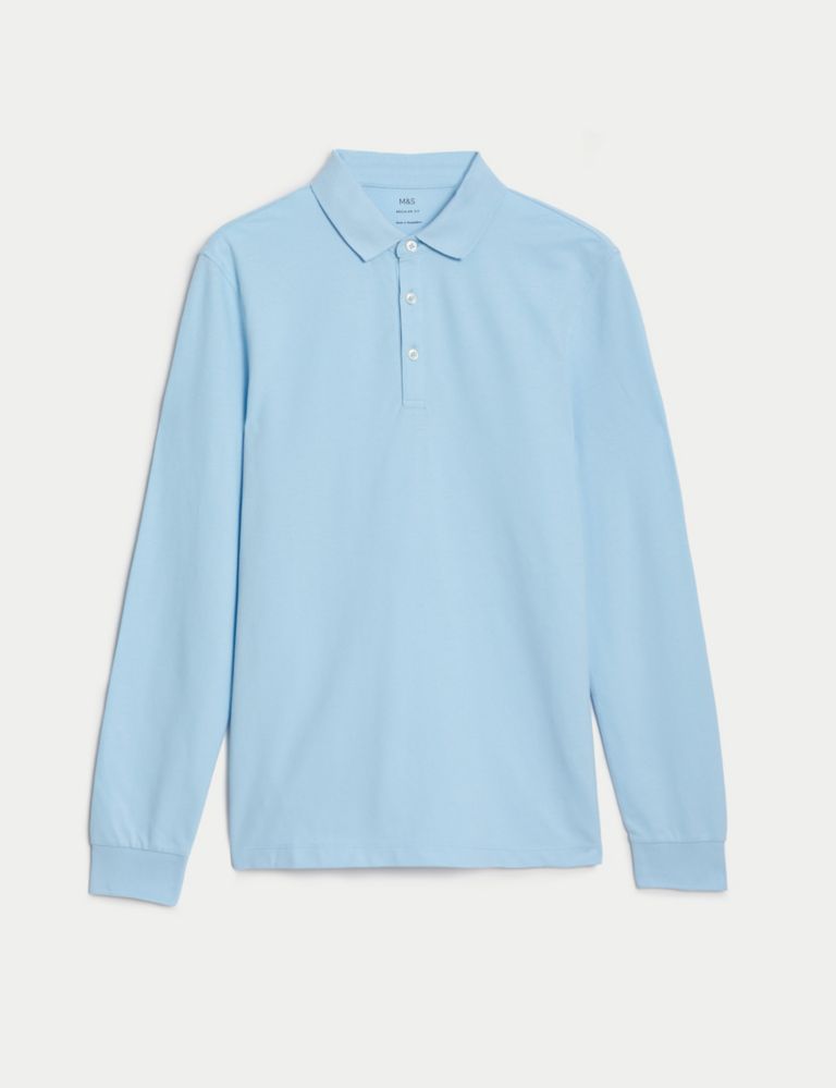 Pure Cotton Long Sleeve Polo Shirt 3 of 6