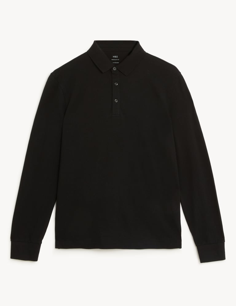 Pure Cotton Long Sleeve Polo Shirt 1 of 1