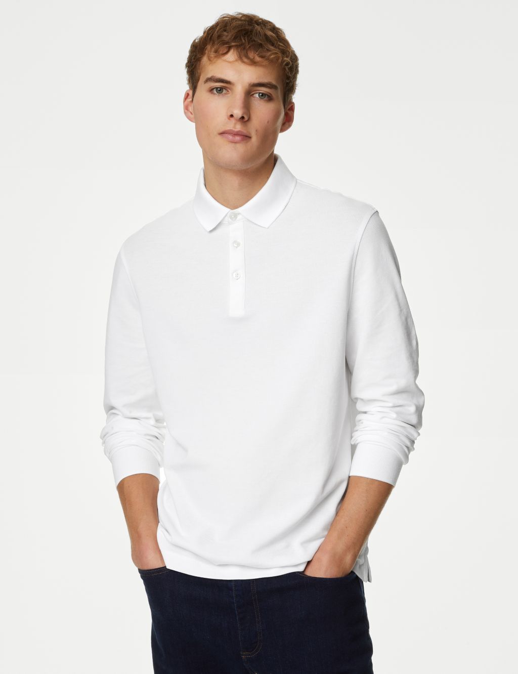 Pure Cotton Long Sleeve Polo Shirt 3 of 6
