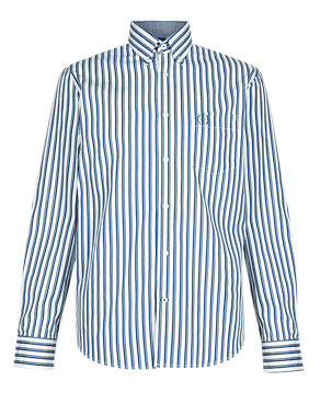 Pure Cotton Long Sleeve Preppy Striped Shirt Image 2 of 3