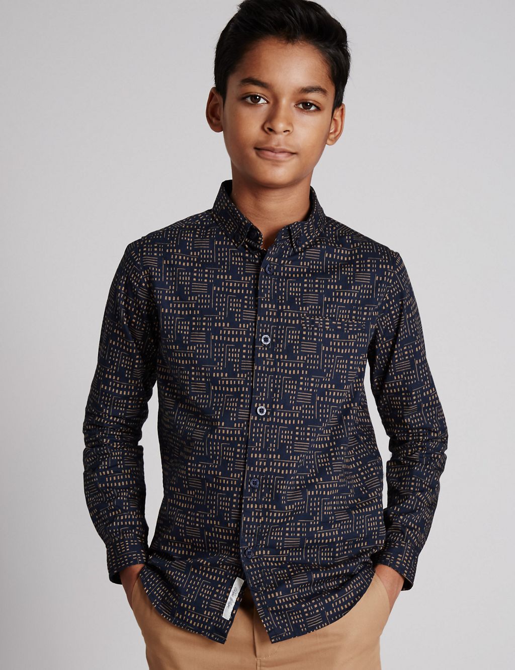 Pure Cotton Long Sleeve Printed Shirt (5-14 Years) 3 of 5