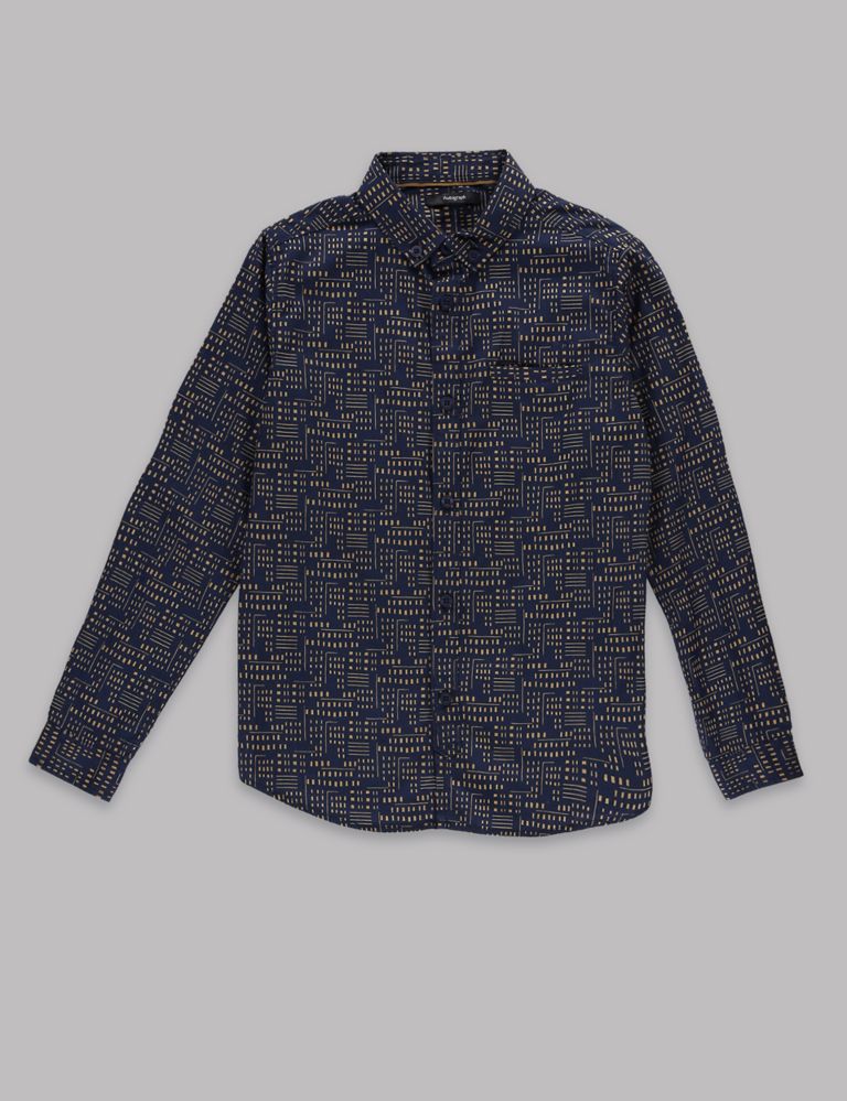 Pure Cotton Long Sleeve Printed Shirt (5-14 Years) 2 of 5