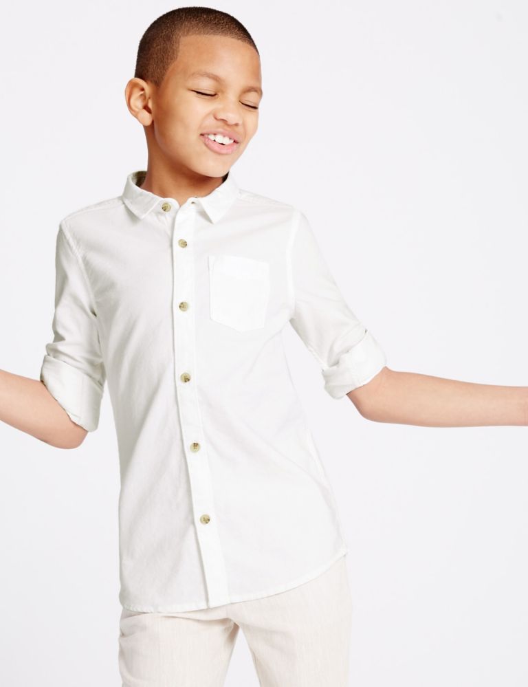 Pure Cotton Long Sleeve Shirt (3-14 Years) 1 of 6