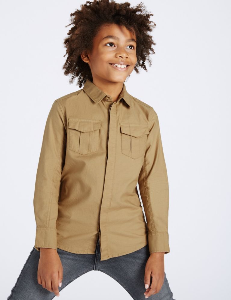 Pure Cotton Long Sleeve Shirt (3-14 Years) 1 of 5