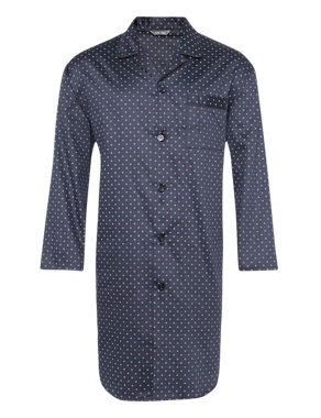 Pure Cotton Long Sleeve Spot Nightshirt Image 2 of 5