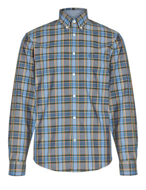 Pure Cotton Long Sleeve Square Checked Shirt Image 2 of 3