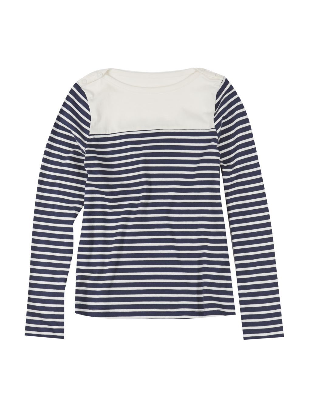 Pure Cotton Long Sleeve Striped Top with StayNEW™ (5-14 Years) 1 of 3