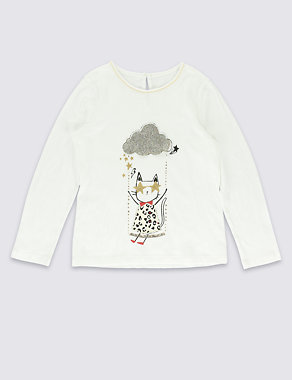 Pure Cotton Long Sleeve Top (1-7 Years) Image 2 of 4