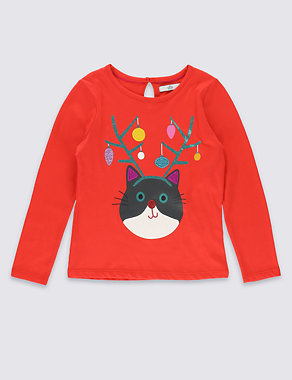 Pure Cotton Long Sleeve Top (1-7 Years) Image 2 of 3
