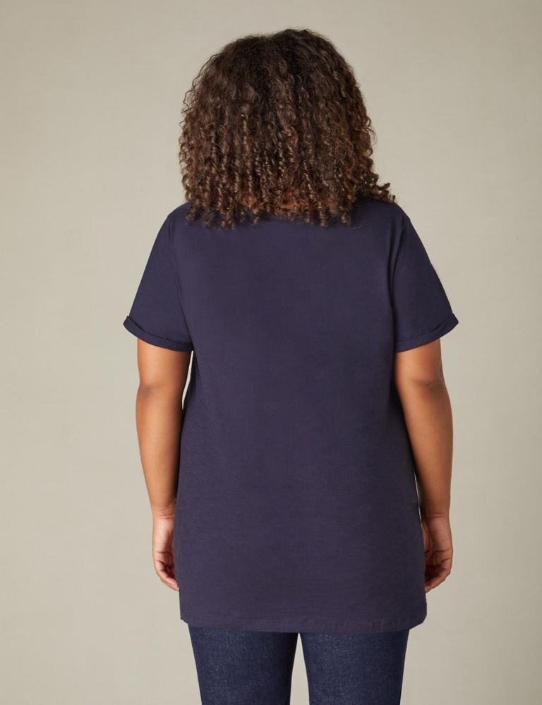 Pure Cotton Long V-Neck Longline T-Shirt 4 of 4