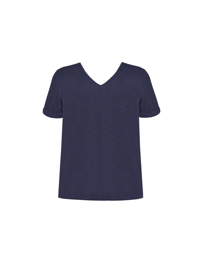 Pure Cotton Long V-Neck Longline T-Shirt 2 of 4