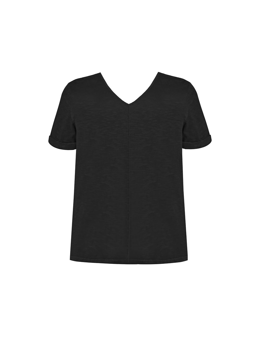 Pure Cotton Long V-Neck Longline T-Shirt 1 of 4