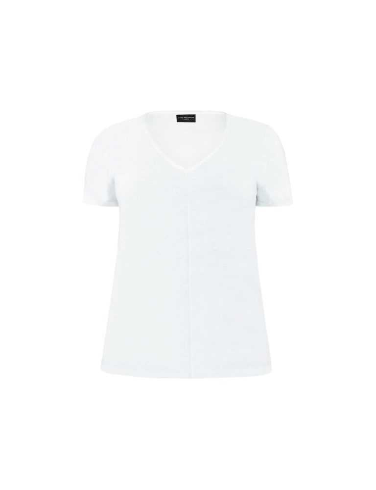 Pure Cotton Long V-Neck Longline T-Shirt 2 of 5