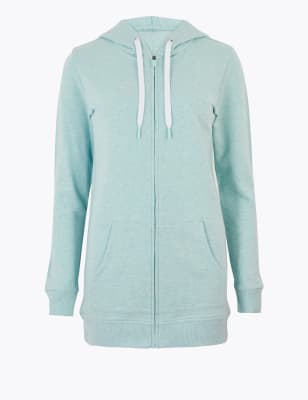 Ladies longline zip hoodie sale