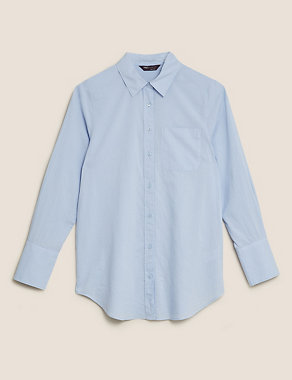 Pure Cotton Longline Long Sleeve Shirt Image 2 of 5