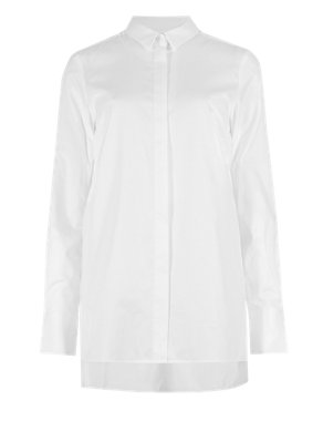Pure Cotton Longline Shirt Image 2 of 6