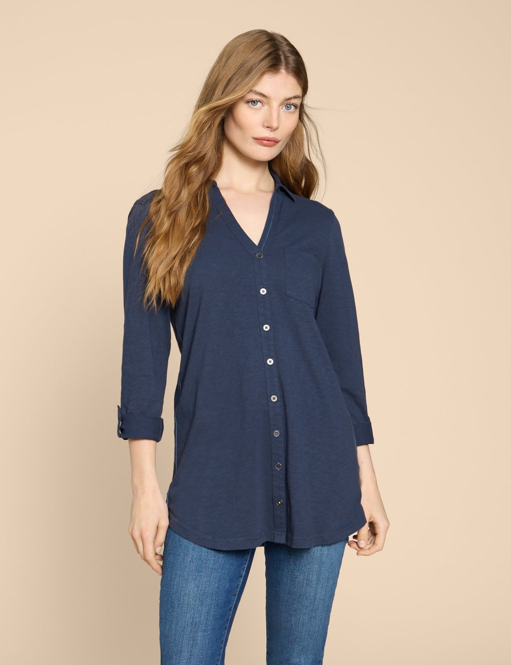 Pure Cotton Longline Shirt White Stuff M S