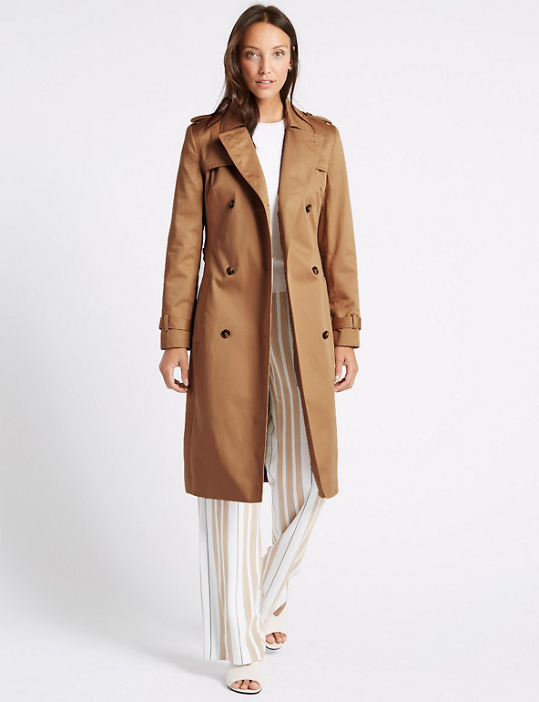 M&s collection les femmes en Pur Coton MAC Trench-coat avec Stormwear ™ PRP £ 79 BNWT 