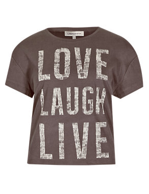 Pure Cotton Love Laugh Live Slogan Top Image 2 of 4