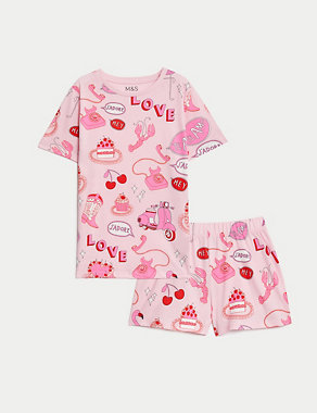 Pure Cotton Love Print Pyjamas (7-14 Yrs) Image 2 of 5