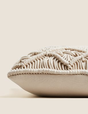 Pure Cotton Macrame Cushion Image 2 of 8