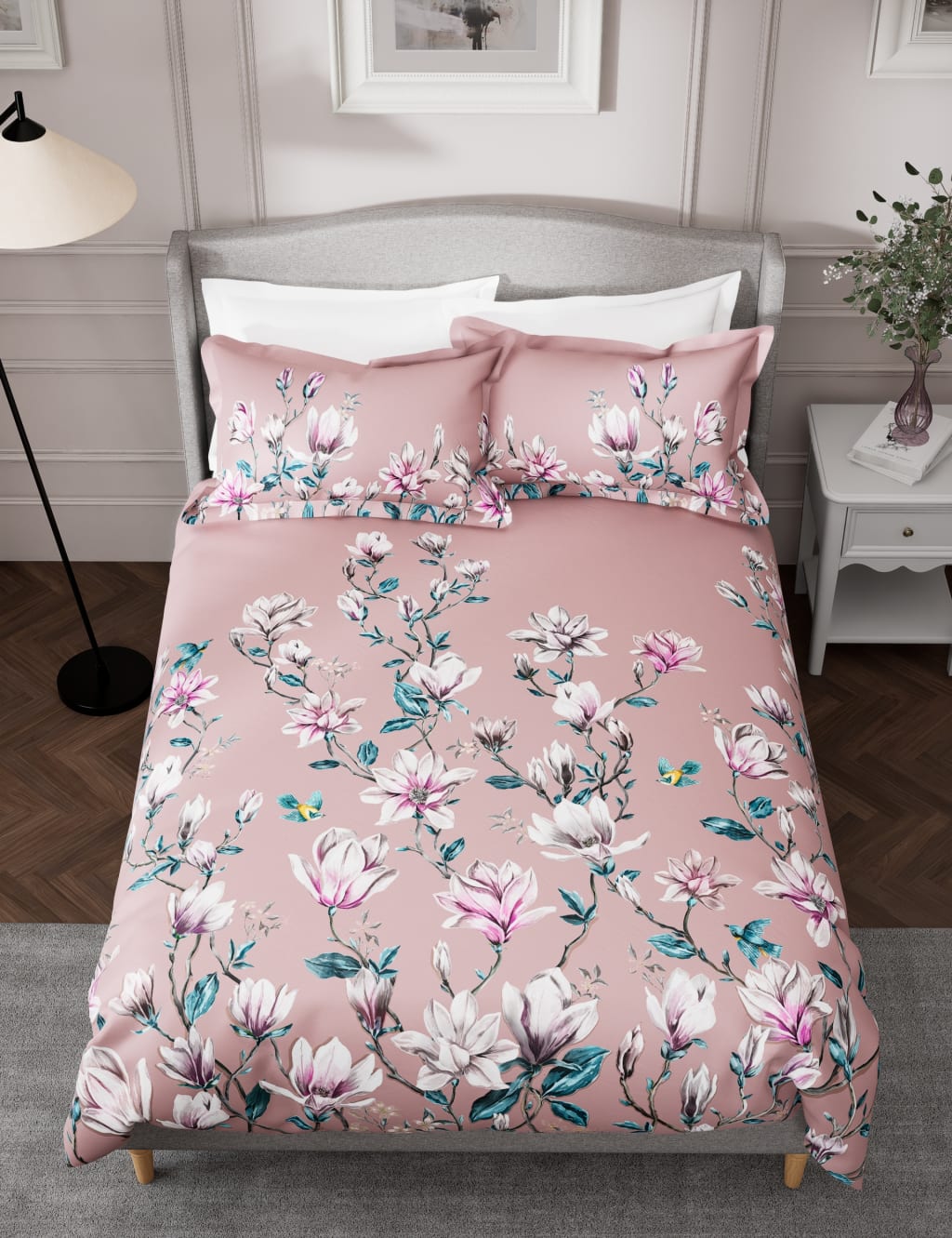 Pure Cotton Magnolia Bloom Bedding Set M&S Collection M&S