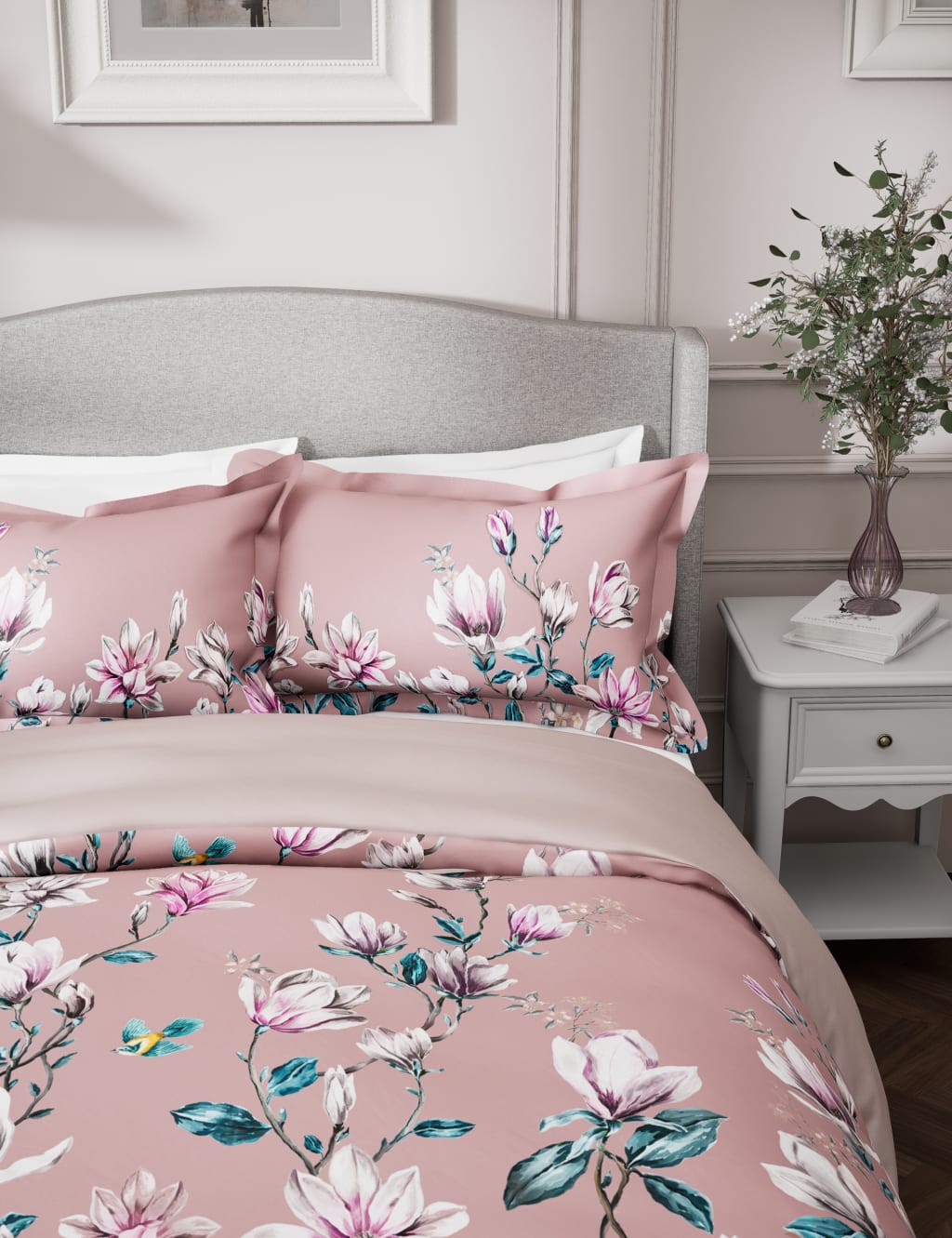 Pure Cotton Magnolia Bloom Bedding Set M&S Collection M&S