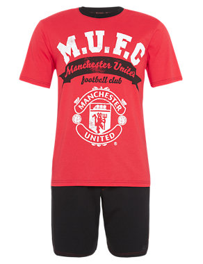 Pure Cotton Manchester United T-Shirt & Shorts Set Image 2 of 4