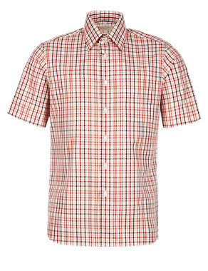 Pure Cotton Marco Checked Short Sleeve Shirt Image 2 of 3