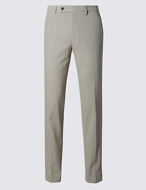 Pure Cotton Marl Flat Front Trousers Image 2 of 3