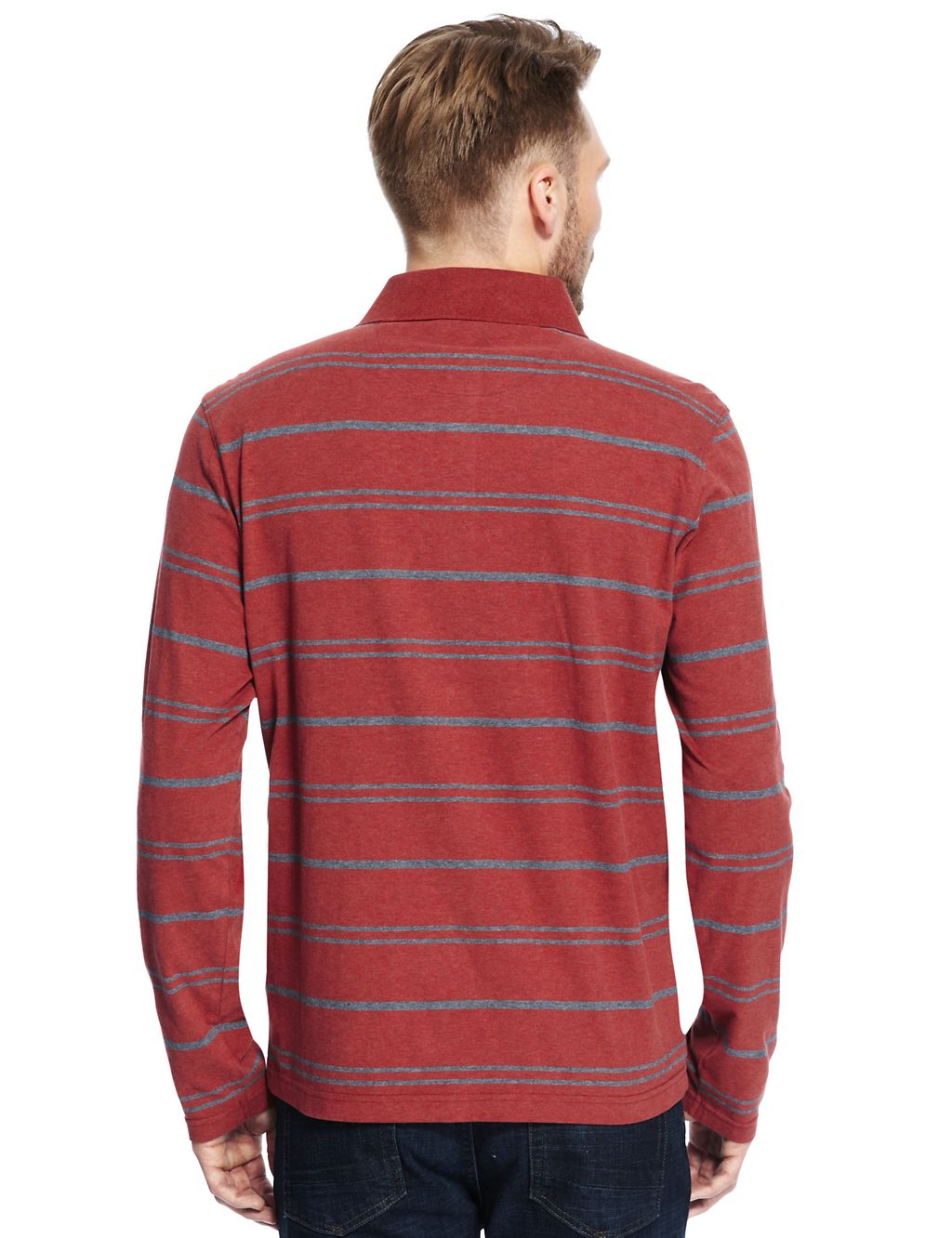 Pure Cotton Marl Striped Polo Shirt 2 of 3