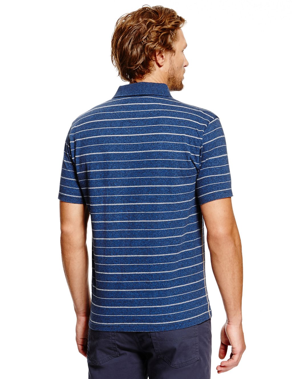 Pure Cotton Marl Striped Polo Shirt 2 of 4