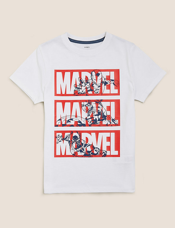 Pure Cotton Marvel™ Print T-Shirt (6-16 Yrs) Image 1 of 2