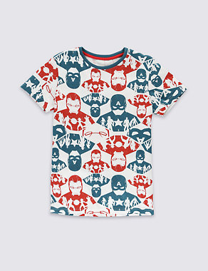 Pure Cotton Marvel Superheroes Print T-Shirt (5-14 Years) Image 2 of 3