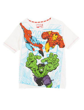 Pure Cotton Marvel Superheroes T-Shirt (2-8 Years) Image 2 of 3