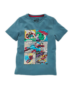 Pure Cotton Marvel Superheroes T-Shirt (5-14 Years) Image 2 of 4
