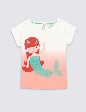 Pure Cotton Mermaid Print T-Shirt (1-7 Years) Image 2 of 3