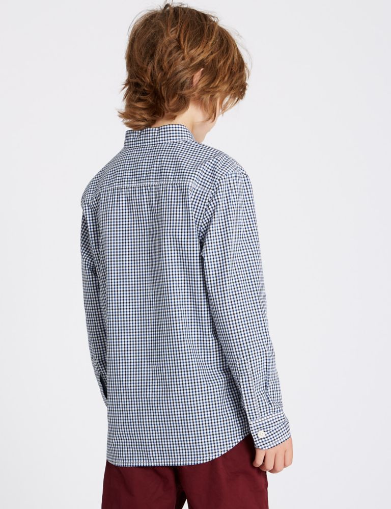 Pure Cotton Micro Gingham Shirt (3-16 Years) 3 of 4