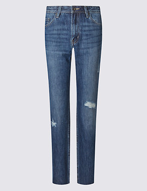 Pure Cotton Mid Rise Cropped Jeans Image 2 of 6