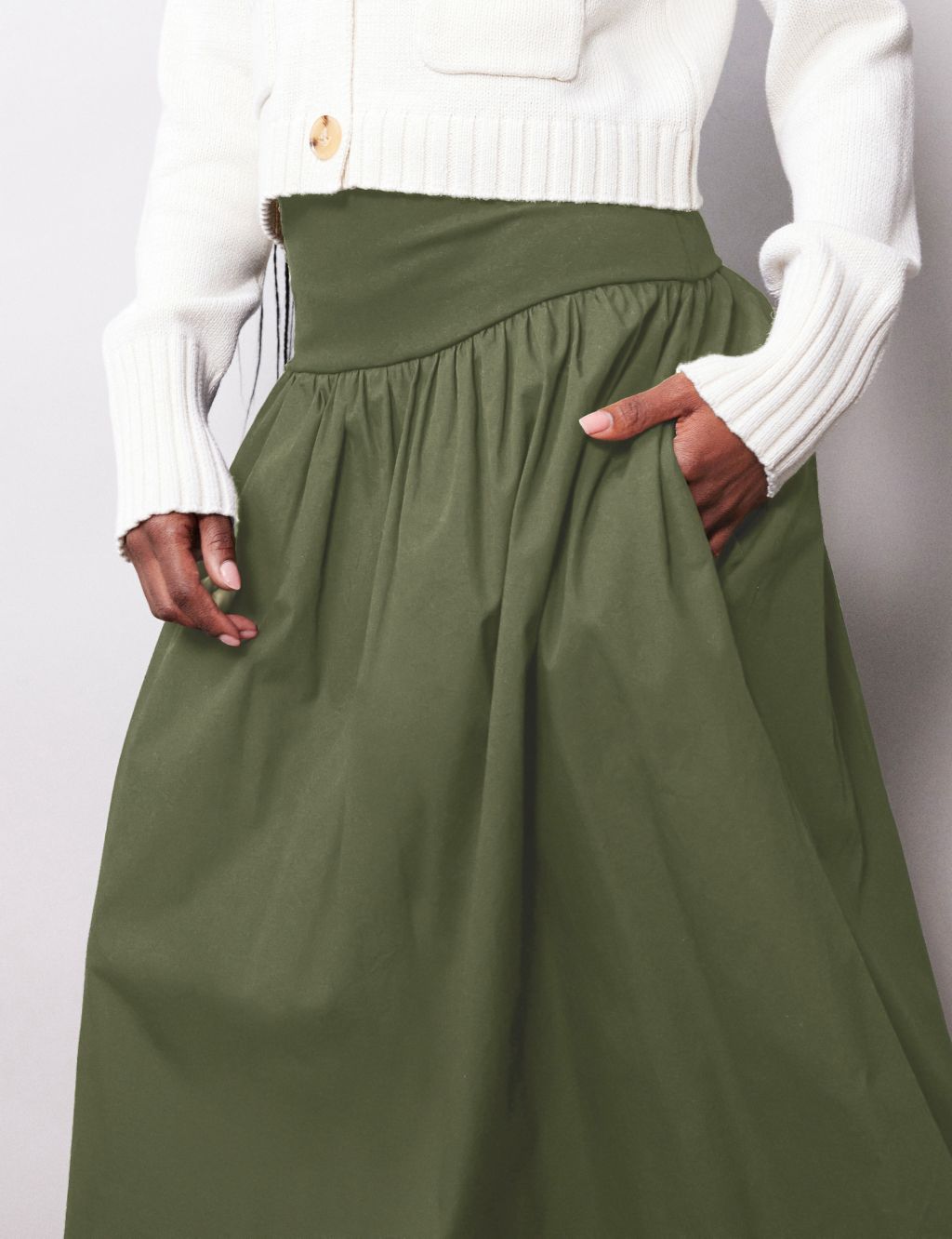 Pure Cotton Midaxi A-Line Skirt 2 of 5