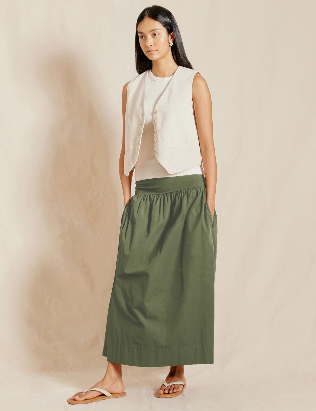 Pure Cotton Midaxi A-Line Skirt 5 of 5