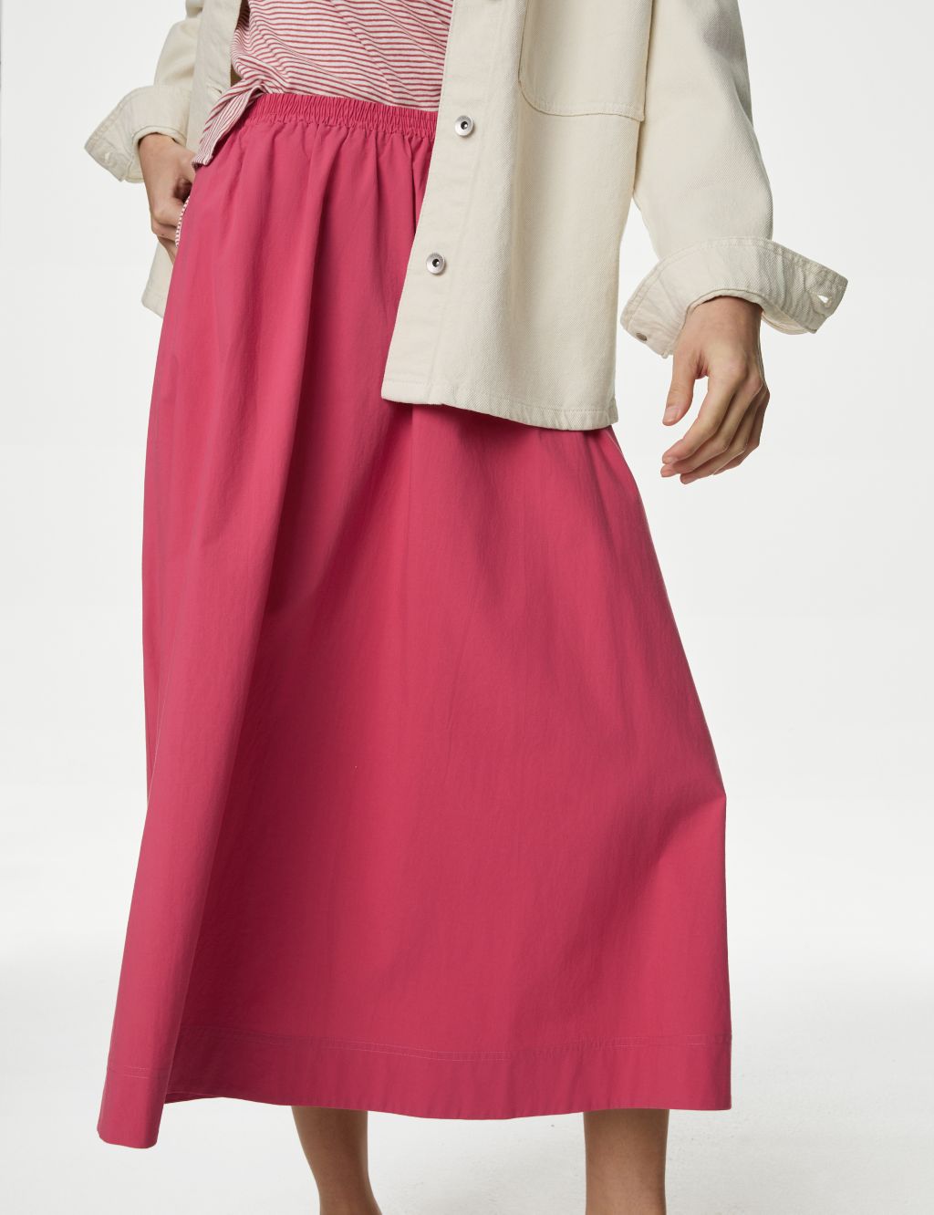 Pure Cotton Midi A-Line Skirt | M&S Collection | M&S