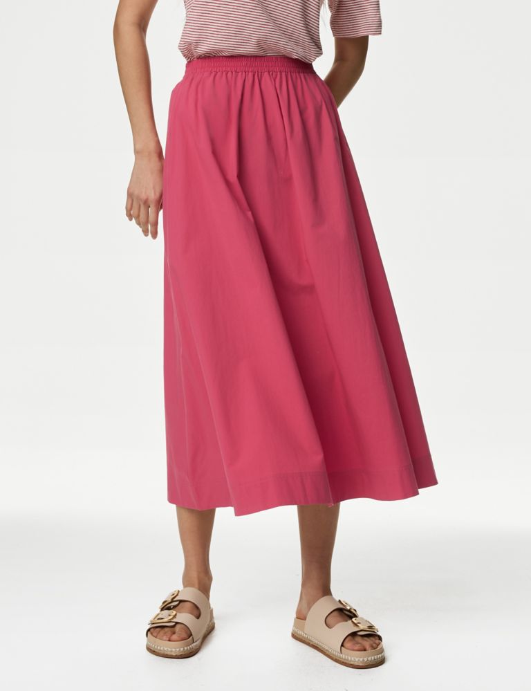 Pure Cotton Midi A-Line Skirt 4 of 5