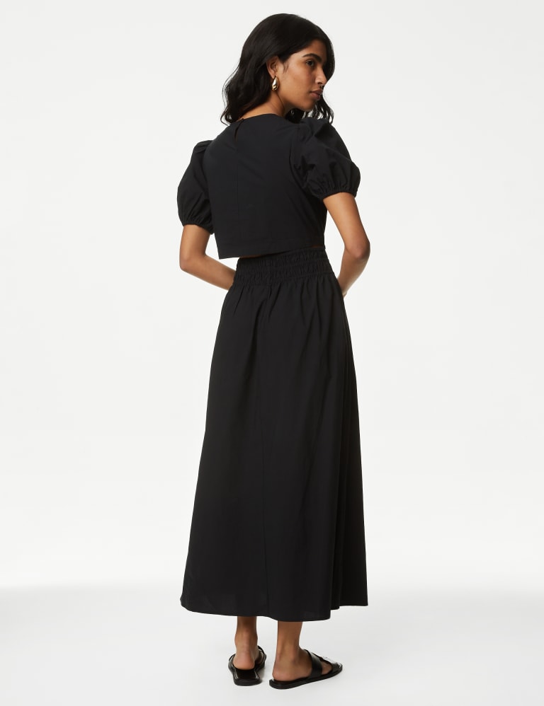 Pure Cotton Midi Shirred Waisted Dress | M&S Collection | M&S