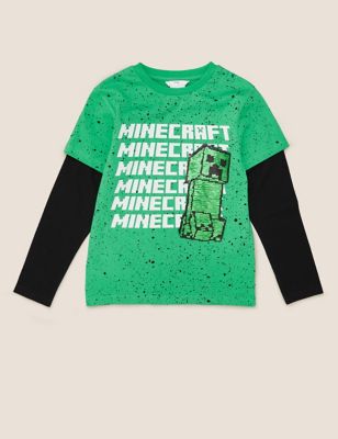 Pure Cotton Minecraft™ Sequin Top (6-14 Yrs) Image 2 of 6